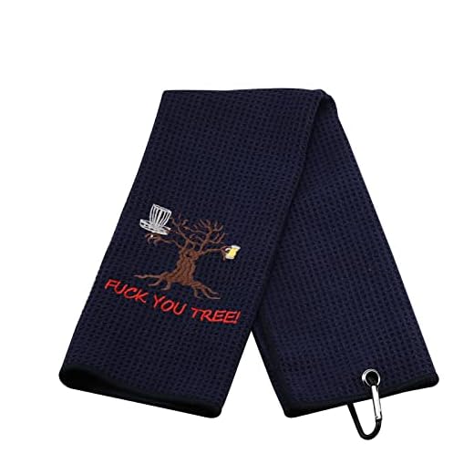 ZJXHPO Microfiber Disc Golf Towel You Tree Disc Golf Gifts Golf Black Towel with Clip Golfer Embroidered Towel (You Tree)