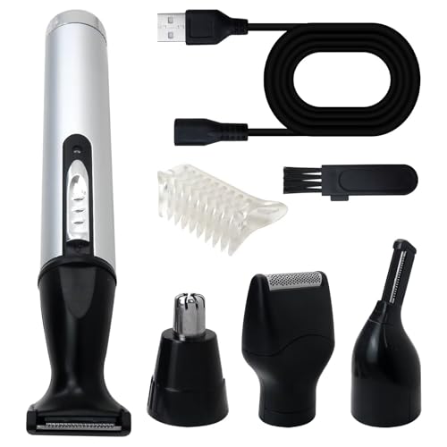 Zafina-UP 4-in-1 Rechargeable Beard & Nose Trimmer Set - Electric Shaver for Men & Women, USB Charging, Quiet & Painless Hair Clipper with Spinning Blades, Multifunctional Grooming Kit