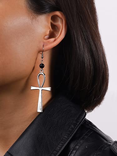 Sacina Gothic Ankh Earrings, Cross Dangle Earrings, Goth Earrings, Halloween Christmas New Year Jewelry Gift for Women, Men2