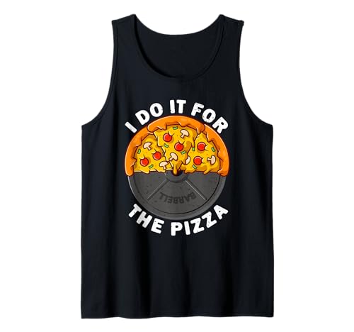 Funny gym fitness workout pizza food designs Canotta Uomo Nero Tank Top S