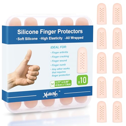 Gel Finger Cots Protectors with Air Holes Silicone Fingers Covers Bandages Caps Sleeves for Fingertip Thumb Protection Ideal for Trigger Arthritis Cracking Blisters Callus Hangnail & Pain Relief