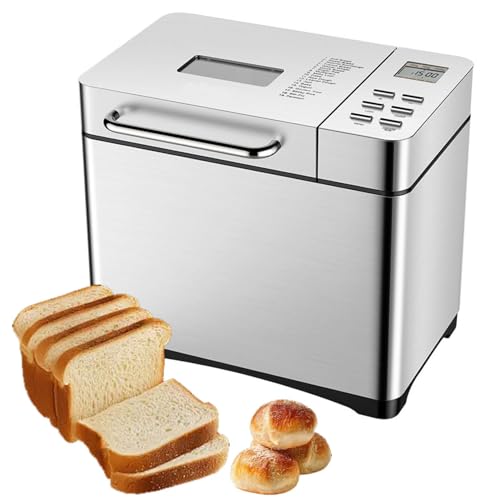 Macchine per Il Pane Macchina per Il Pane In Acciaio Inox 17 Programmi, Temporizzazione 15 Ore Macchina per Il Pane Famiglia Antiaderente per Yogurt, Impasto e Marmellata