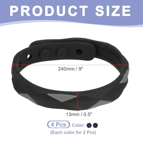 Image of MECCANIXITY Anti Static Bracelet, 0.5 inchX9 inch Adjustable Anti Static Wristband Silicone Balance Energy Sport Bracelets for Eliminate Static, Black,Blue 4Pack