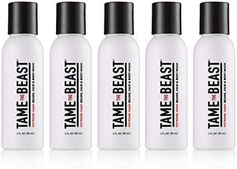 Body Wash Travel Set - 3 in 1 Hair, Beard, Body Shampoo & Body Wash Travel Pack - Caffeine, Menthol, Eucalyptus, Vitamins C & E All in One Extreme Yawp to Go! Kit - TAME the BEAST
