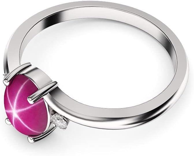 TSNjewelry Star Ruby Statement Ring 925 Sterling Silver with White Sapphire Accents Handmade in USA