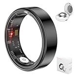 Kuinha Smart Ring for Women Men, Fitness Tracker with Health Metrics Tracking, 20 Sports Modes, IP68 Waterproof Titanium, 7-Day Battery (Black,8#)