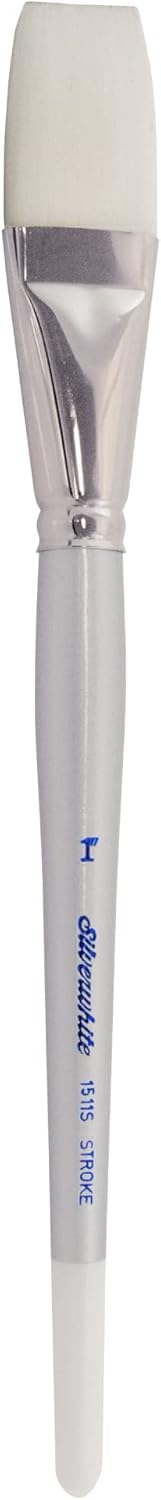 Silver Brush Limited 1511S-1 Silverwhite Stroke Paintbrush for Watercolor, Gouache, Inks, Dyes, Fluid, & Flow Acrylic, Size 1 Inch, Short Handle