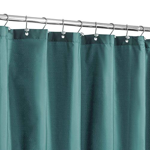 Image of N&Y HOME Fabric Shower Curtain or Liner with Magnets, Teal | Hotel Quality, Machine Washable, Water Repellent, Standard Size