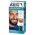 Just For Men Mustache & Beard, Beard Coloring for Gray Hair with Brush Included, With Keratin Biotin Aloe and Coconut Oil for Healthy Facial Hair - Darkest Brown, M-50 (Packaging May Vary)