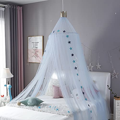Funcdeme Bed Canopy With A String Of Stars, Princess Gauze Mosquito Net, Kids Bed Mosquito Net Decorative Baby Play Tent Crib Curtain (Blue) #TOP11
