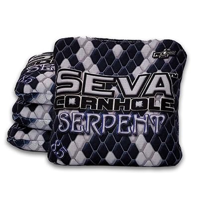 SEVA Cornhole | Serpent Series | ACL Certified Bags | Premium Quality | Regulation Toss Bags | Dual-Speed | Durable & Weather Resistant | Set of 4 Bags (Navy)