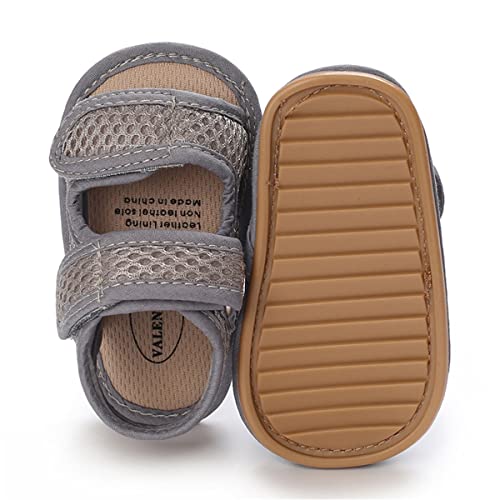 COSANKIM Infant Baby Boys Girls Summer Sandals Non Slip Soft Sole Toddler First Walker Crib Shoes (0-18 Months), E-grey, 12-18 Months Toddler