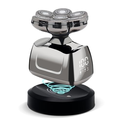 Qhecomce Barbeadora elétrica para cabeças, máquina de barbear elétrica 5 em 1 para homens carecas, máquina de barbear de 7 cabeças molhadas e secas (máquina de barbear)