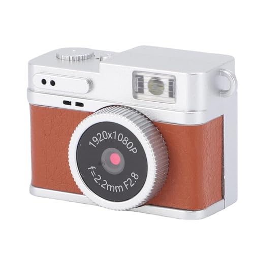 Denash 小型キーチェーンカメラ、1080P 2MPミニレトロデジタルカメラ、4つのフィルター付きLEDフラッシュ、Androidフォン用ポータブルキーチェーンカメラ、旅行学習録画用 (BROWN)