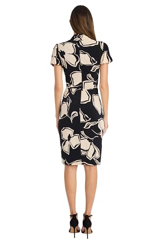 Maggy London Women's Puff Sleeve Twist Neck Midi Dress3