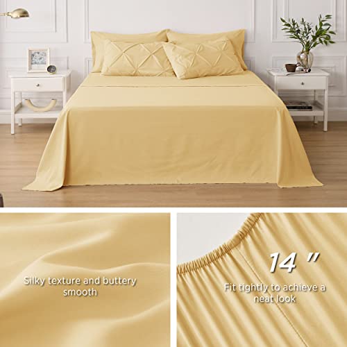 Bedsure Yellow Queen Comforter Set - Bed In A Bag Queen 7 Pieces, Pintuck Beddding Sets Yellow Bed Set With Comforter, Sheets, Pillowcases & Shams #TOP5