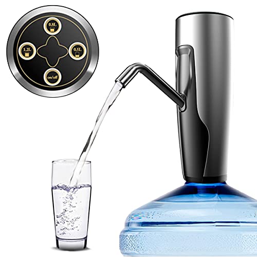Qefuna 5 Gallon Water Dispenser Water Pump for 5 Gallon Bottle Water Jug Pump Water Bottle Pump 5 Gallon Dispensador De Agua Universal USB Charging Automatic Drinking Water Pump(Grey)