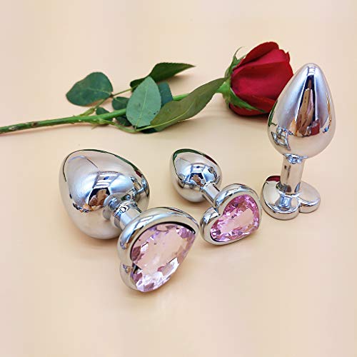 N\A 3 peças de contas anais de cristal, coração confortável, plugue B-tt, estimulador Siix Colorful