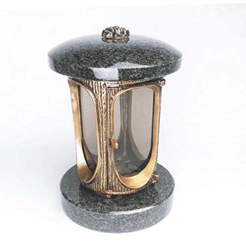 designgrab Tombe Lampe en aluminium messingfarbenem aspect ancien en aluminium et Granit Nero Impala Noir/Anthracite/Astor/Afrique