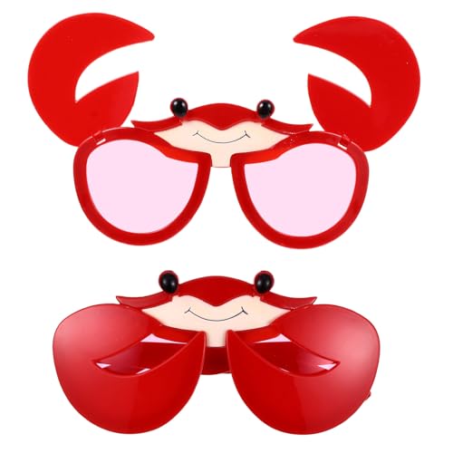 jojofuny 2pcs Crab Shaped Eyeglasses, Beach Sunglasses, Creative Eyeglasses, Novelty Party Glasses Costume Accessories Photo Props for Hawaiian Beach Theme Party Supplies