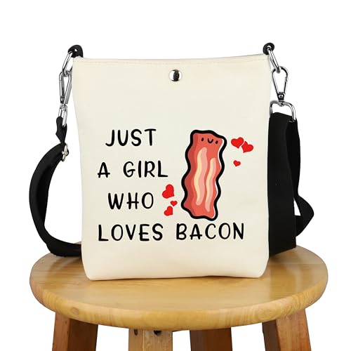 G2TUP Bacon Lover Gift Who Loves Bacon Crossbody Bag Foodie Meat Travel Bag Bacon Merch