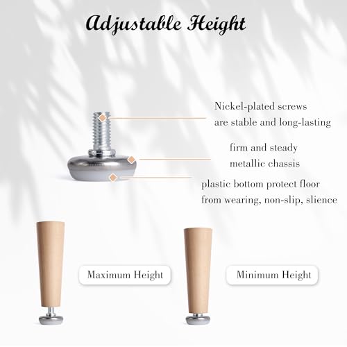 SPDYCESS 8 pcs M8 X 28MM Adjustable Levelling Feet, Screw-in Round Base Furniture Feet, Non-tilt Threaded Fixed Foot, Table Leg Extender Leveler, with 8 pcs 4-Pronged T Nuts, for Cabinet Desk Bed Legs - Image 3
