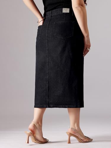 Image of Miss Chase A+ Women's Regular High Rise Above Knee Stretchable Denim Shorts & Skirts
