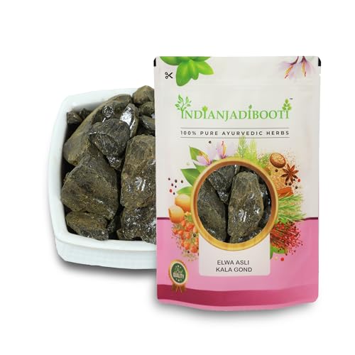 Image of IndianJadiBooti Pure Kala Gond (Gond Siyah) | Traditional Black Resin for Structural Harmony, Joint Resilience & Vata Balance | 400 Grams