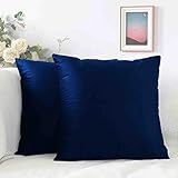 Cyuripu Paquete de 2 fundas de almohada de terciopelo decorativas cuadradas, color azul oscuro