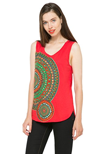 Desigual Anael - Débardeur - Imprimé - sans Manche - Femme - Rouge (Carmin) - XX-Large (Taille Fabricant: XXL)