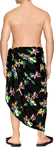 HAPPY BAY Men's Beachwear Wrap Summer Long Hawaiian Lava Lava Regular Surfing Cover-Up Swimwear Holidays Beach Sarongs for Men One Size Black2