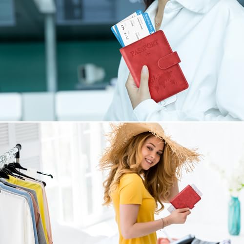 Image of Eoehro Passport Holder for Travel Essentials, Passport Wallet Cover Case for Travel Must Haves Accessories,Passport Book Holders for Women and Men(red)