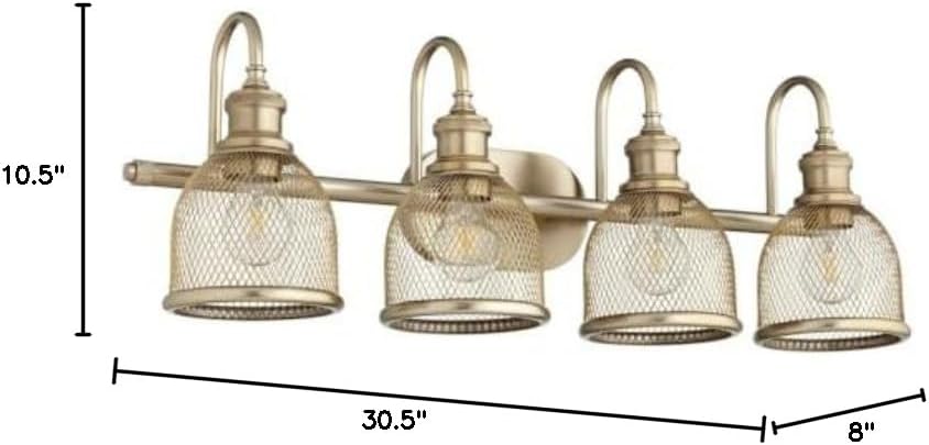 Quorum 5212-4-80 Transitional Four Light Vanity from Omni Collection in Brass Finish,