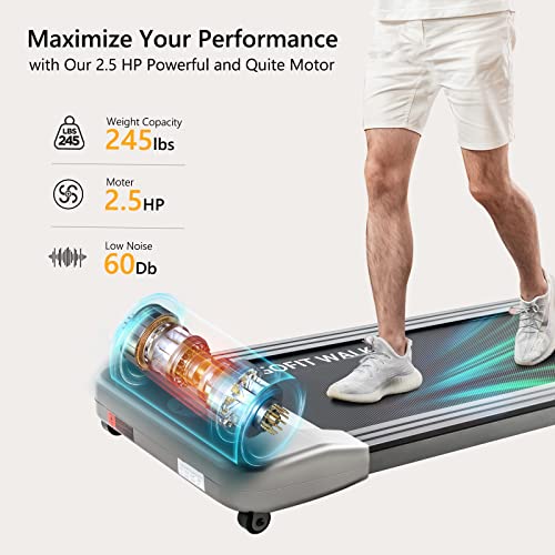 Image of Egofit Walker Pro /Plus Under Desk Walking Treadmill for Working from Home, Compact Walking-Only Treadmill with Fixed 5% Incline for Office Use, Quiet Operation, App & Remote Control