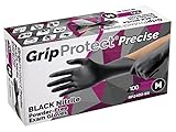 GripProtect® Precise Black Nitrile Gloves, Exam, 4 Mil, Food, Home, Cleaning, Medical/Dental, Tattoo (Medium, 100)