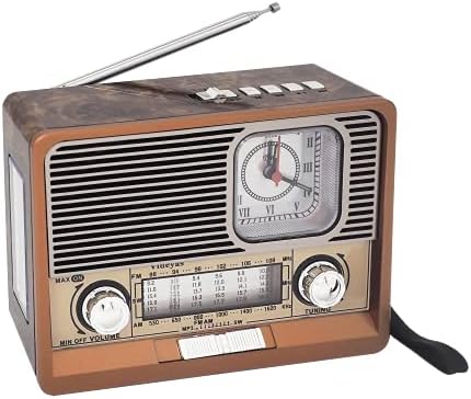 Videyas Portable Shortwave Retro Radio, AM FM Retro Radio, with Bluetooth Speaker, Best Reception, Rechargeable Battery, Torch, AUX TF USB Stick, Great for Outdoor Kitchen Gifts