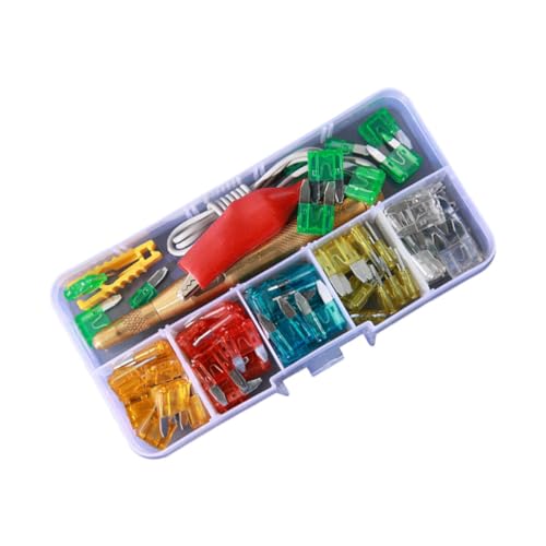 Kit de fusibles para auto con probador, 60 piezas, 5-30 A, zinc y plástico, set de repuesto miniatura 1