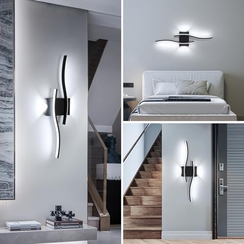 Comely Aplique Pared Interior LED, 20 W 2250 LM Lámpara de Pared Moderna, Negro Larga Aplique de Interior para Salón Dormitorio, Cocina, Comedor, Escalera, Pasillo, Blanco Frío 6500K, 60 CM - imagen 8
