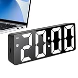 Sveglia digitale, orologio digitale da scrivania,Sveglie da scrivania luminose con ampio display a specchio - Visualizzazione della data e della temperatura, ornamenti moderni da tavolo per desktop, c