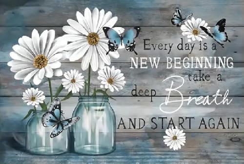 Daisy Stamped Cross Stitch Kits - Inspirational Flower Counted Cross Stitch Kits for Beginners Adults Needlepoint Cross-Stitch Patterns Dimensions Needlecrafts Embroidery Kits Arts and Crafts