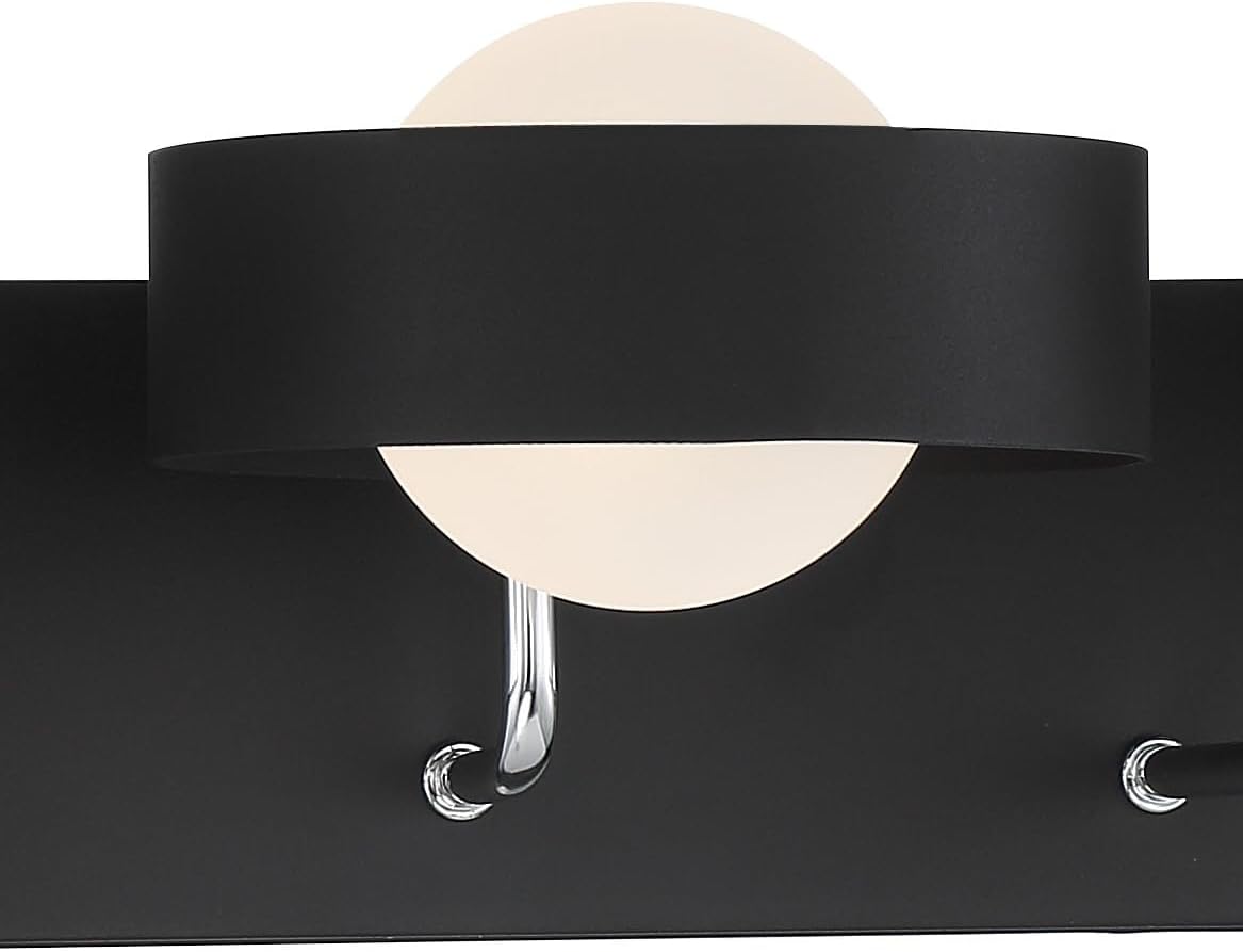 GEORGE KOVACS P1563-729 Lift Off Vanity Bath Light, 3-Light, 180 Total Watts, 6-in H x 25.5-in W, Sand Coal Black and Polished Nickel