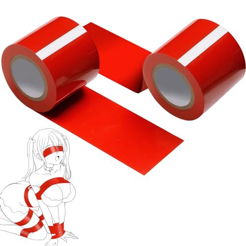 Sexyhot ボンテージテープ 拘束テープ SMテープ SMグッズ 簡単拘束 非粘着 静電気 SM縛り 調教グッズ 男女兼用 16M 2個セット レッド - 画像1