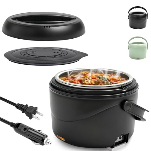 Image of Aotto Electric Lunch Box, 40 oz Portable Food Warmer Heater, Lunch Warmer Portable for Work/Office/Car/Travel 12V/24V/110V 3-in-1, Warming Soup & Meal, Spill-Free, Men & Women