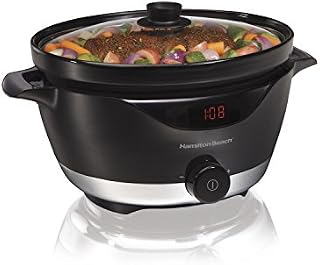 Hamilton Beach Slow Cooker, 6-Quart, Black/Silver (33365C)