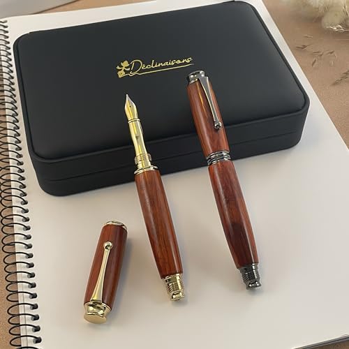 Déclinaisons - Parure 2 Stylos Premium Bois Padouk Rouge d'Afrique. Fabriqué Main en France. Personnalisé avec gravure. Livré avec boîte cadeau luxe | Noël, Mariage, Noces, Homme, Femme, Anniversaire