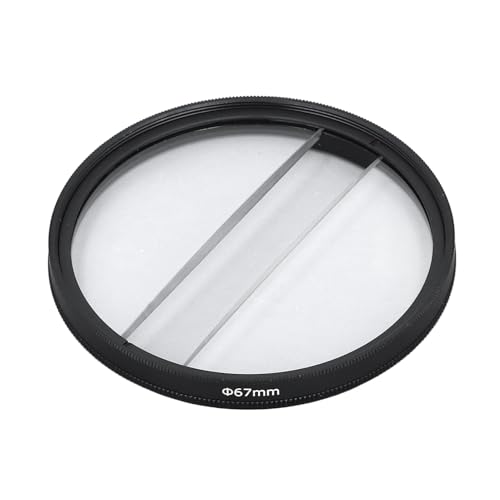 62mm Double Split Diopter Filter,Anti Oil Coating Layer Double Split Diopter Glass Lens Filter,Blur Zoom Center Filter for SLR Cameras Special Effect Filter