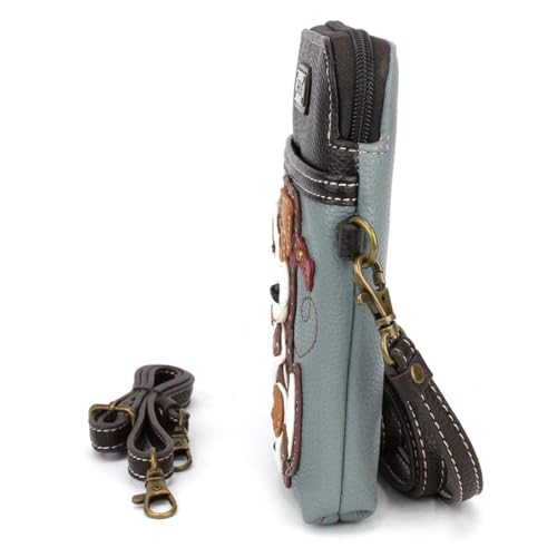 Image of CHALA Dog Collection Cell Phone Crossbody Purse-Women PU Leather /Canvas Multicolor Handbag with Adjustable Strap