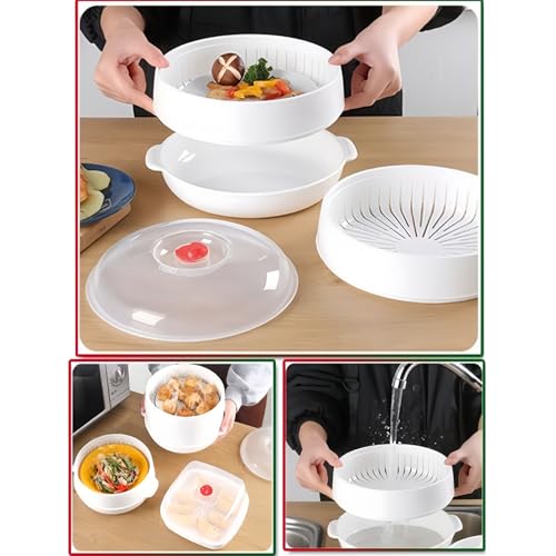 Vaporera Para Microondas,Vaporera De Alimentos Con Tapa | Bol Termorresistente Para Casa Apartamento Hotel Restaurante Negocios De Alquiler - imagen 5
