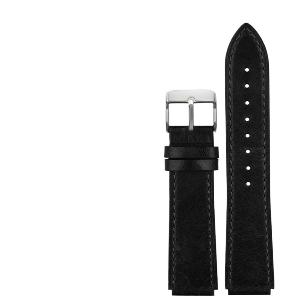 HUTBUVEAW Retro Genuine Leather Watchband For Casio A158W A168 / F91w / AE-1200WHD/A158/A159/A169/AE1200 Vintage Watch Bracelet Strap(Black sk)