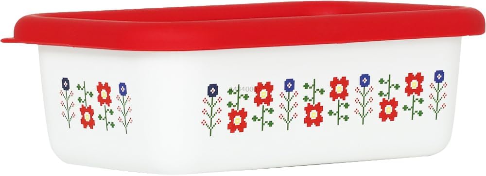 Fuji Hollow Mesa Shallow Shape Square Container, S, Red image 2